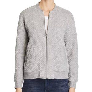 Eileen Fisher Quilted Flight Jacket Zip Up Organic Cotton Gray Size Small